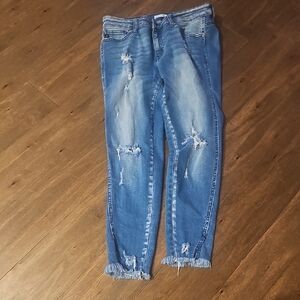 KanCan Distressed Ankle Jeans in Blue